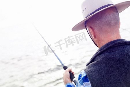 渔夫的照片图片渔民捕鱼与杆