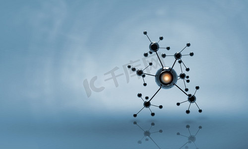 dna分子链摄影照片_分子链。高科技背景概念与分子链