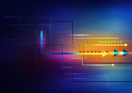 高科技图案背景。以箭头概念为界面模板的背景数字图像