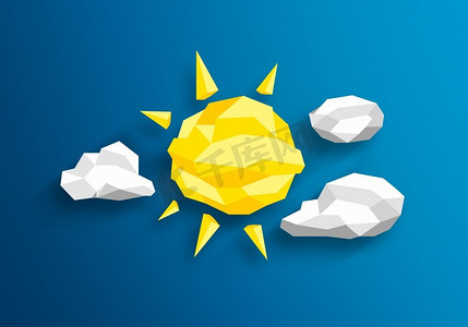 天气预报网络图标。带有太阳和云层天气征兆的背景图像