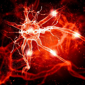 神经细胞的插图。带有光效的彩色背景上的神经细胞插图