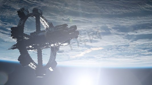 空间站绕地球运行。这张照片由NASA提供。
