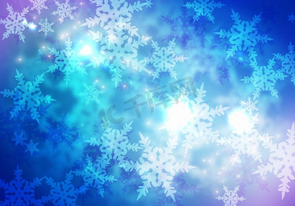 圣诞贺卡。蓝色背景上的雪花概念图像