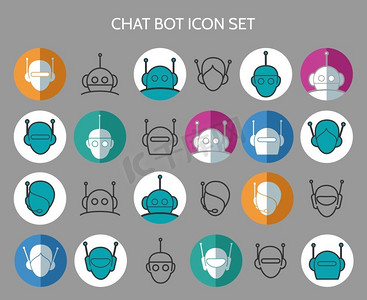 聊天机器人图标。聊天机器人图标。虚拟抖动辅助矢量符号
