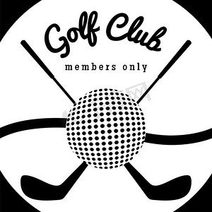 运动海报摄影照片_高尔夫俱乐部运动海报。高尔夫俱乐部运动海报。黑色和白色的高尔夫徽章矢量
