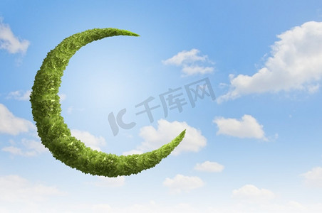绿色的月亮。绿叶月的概念意象
