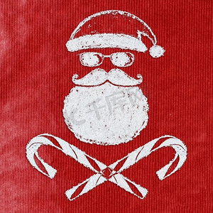 圣诞或新年贺卡上手写着糟糕的圣诞老人符号，背景是雪地，下面是红色手工纸。糟糕的圣诞卡