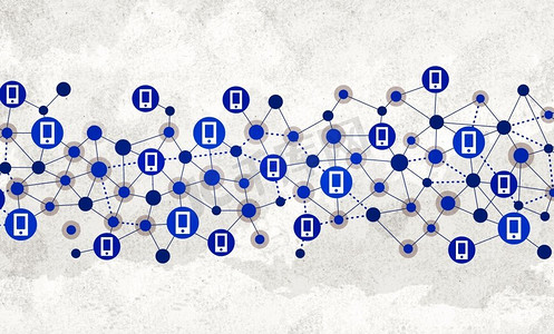交流互动摄影照片_社会互动和交流。背景概念图像，网格表示社交网络概念