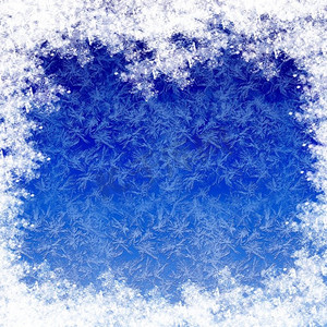 广告背景圣诞摄影照片_蓝色霜冬季背景与白色雪花