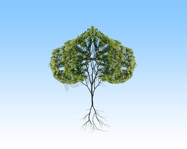 由于空气污染。心形绿树的概念形象