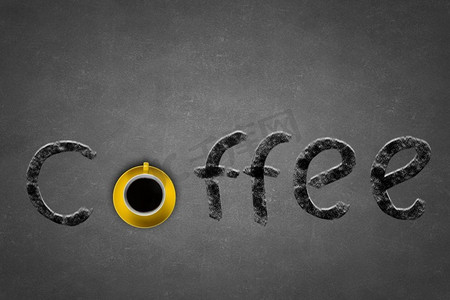 一杯咖啡。咖啡加杯子而不是字母O