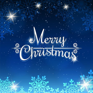 蓝色的圣诞背景上有雪花。蓝色的圣诞背景上有雪花和闪闪发光的元素。矢量插图