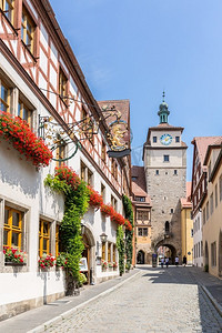 巴伐利亚州摄影照片_德国巴伐利亚州弗朗科尼亚陶伯市罗森堡市历史名城