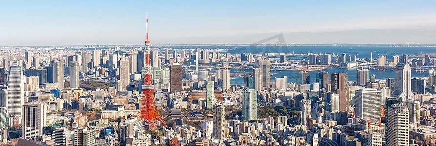 日本全景天际线的东京塔
