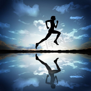 剪影奔跑