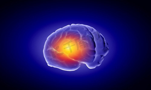 与人脑的人的智力概念在蓝色背景.人脑