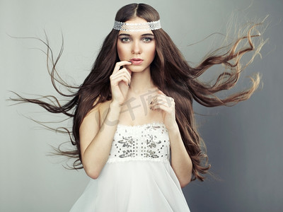 时尚的照片美女人物特写