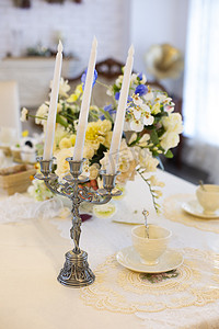 餐桌假花插花烛台咖啡下午茶鲜花装修欧式
