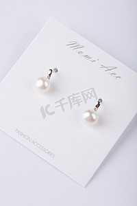 银色白色白底图纯色珍珠耳环耳饰饰品精致少女耳夹纯银