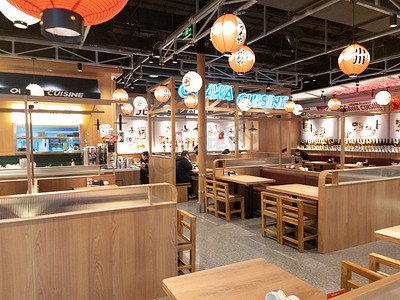 日式网红餐厅黄色饭店店铺商店吃食