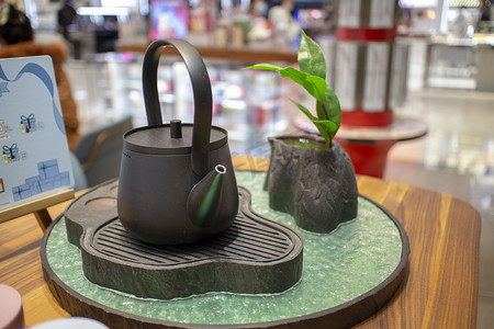 绿植植物自然绿色春天盆栽茶壶中式