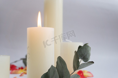 蜡烛祝福礼物节日花瓣鲜花玫浪漫情侣爱情白色礼物礼