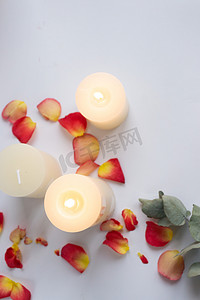 蜡烛祝福礼物节日花瓣鲜花玫瑰浪漫情侣爱情白色礼物