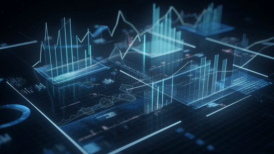 数据分析商务科技未来黑金海报banner背景图蓝色几何扁平创意方形圆环