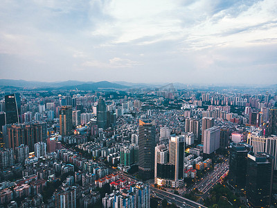 科技商务建筑摄影照片_广州珠江新城CBD中轴线建筑