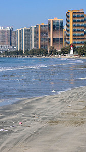 海景摄影照片_海水海浪蓝天双月湾海景