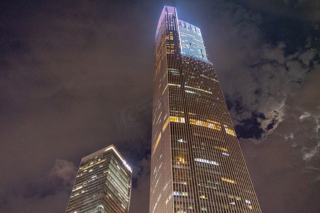 科技高楼大厦摄影照片_广州珠江新城CBD中轴线建筑