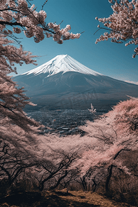 效果图远景摄影照片_日本富士山远景摄影图