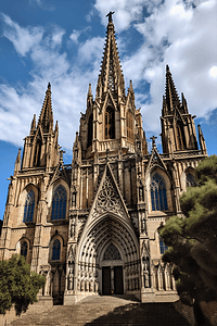 巴塞罗那大教堂摄影照片_西班牙巴塞罗那大教堂