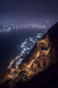 重庆招牌摄影照片_重庆城市夜景俯瞰摄影图