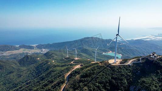 环境保护绿色能源摄影照片_风电风能风车新能源