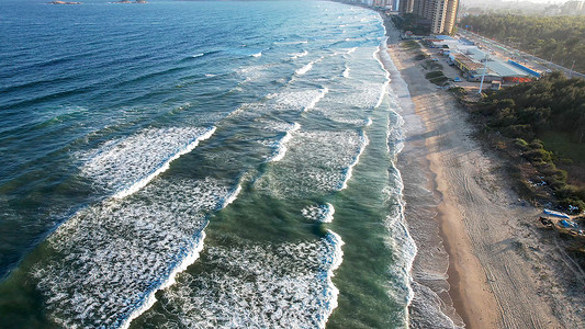 航拍海水海浪浪花海边