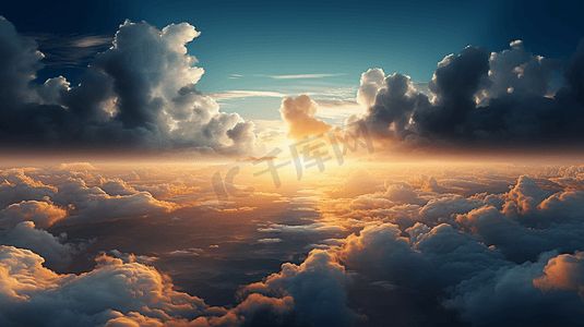 动态云朵摄影照片_云朵上的落日夕阳摄影