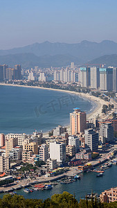 海水海浪蓝天双月湾海景