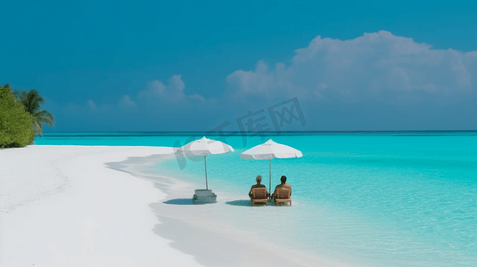 淡彩海景图摄影照片_马尔代夫旅游度假海景海滩天空摄影图