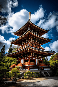 一碗清水摄影照片_日本清水寺三重塔图片