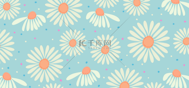 夏季插画素材背景图片_雏菊花涂鸦装饰创意背景