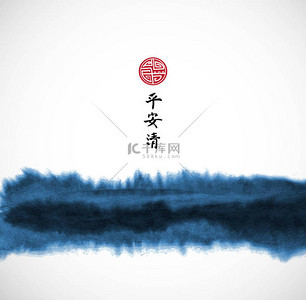 border背景图片_blue ink wash painting