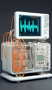 白色心电图立体医疗设备