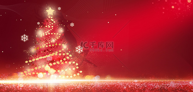 圣诞节圣诞树红色唯美圣诞节海报背景
