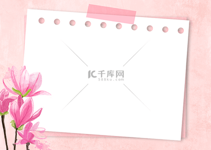 卡通粉色婚礼背景图片_花卉金线边框粉色鲜花贴纸背景