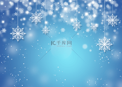 下雪效果背景图片_雪花光影天空质感蓝色背景