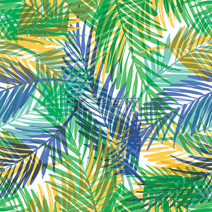 巴西植物背景图片_无缝外来模式用棕榈叶 .