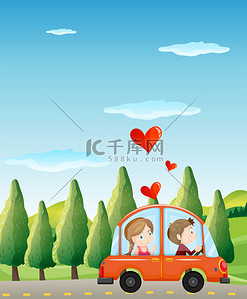 green背景图片_A couple riding on a car