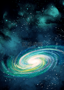 壁纸星空宇宙背景图片_绿色明亮光圈抽象星空旋转星云背景
