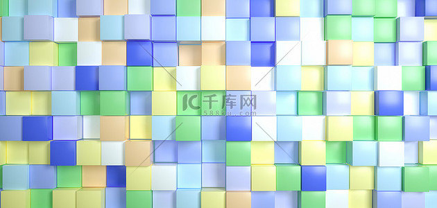 色彩拼块立方体渐变立体空间简约小清新